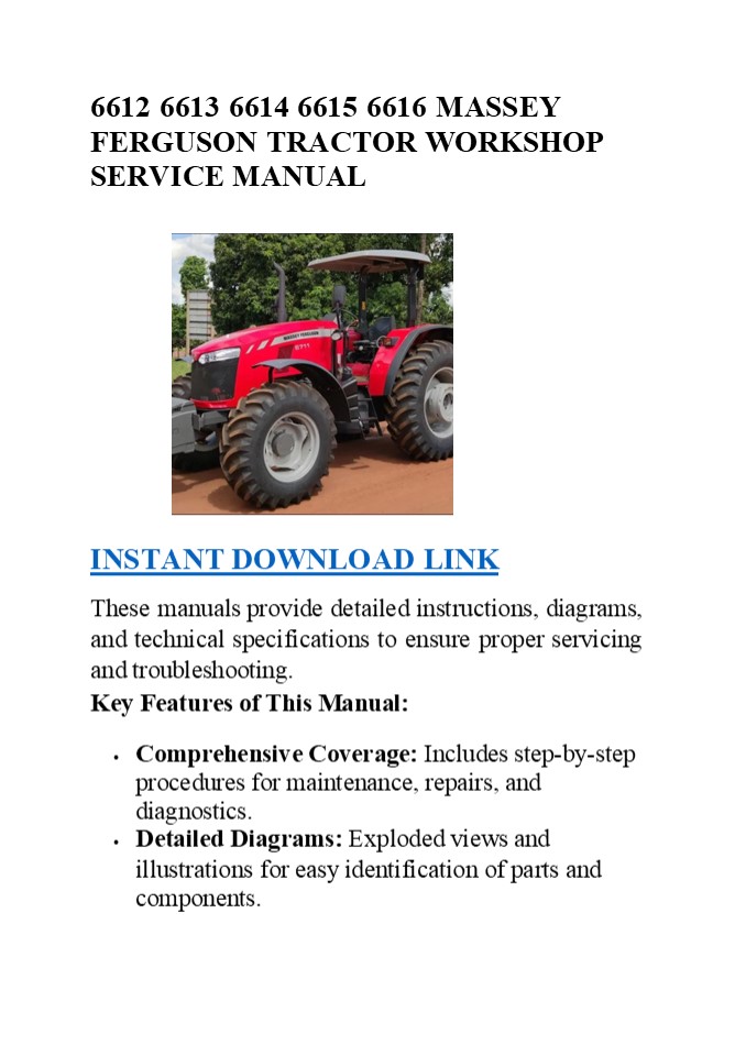 6612 6613 6614 6615 6616 MASSEY FERGUSON TRACTOR WORKSHOP SERVICE MANUAL