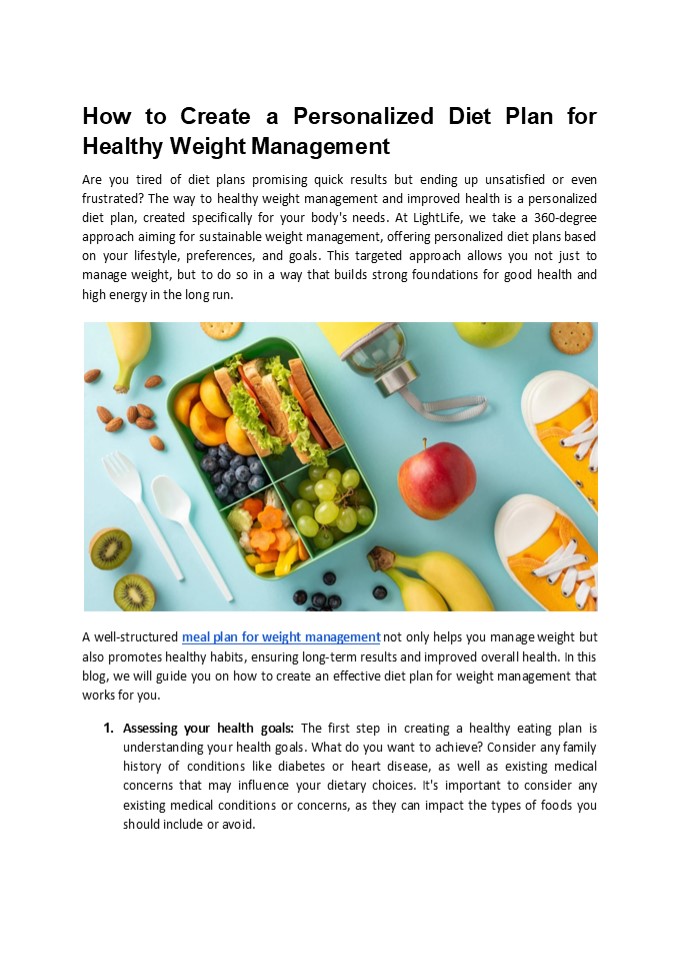 Healthy Diet Planning for Sustainable Weight Loss | LightLife360