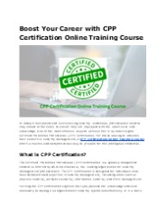 Master CPP Certification Online Training Course