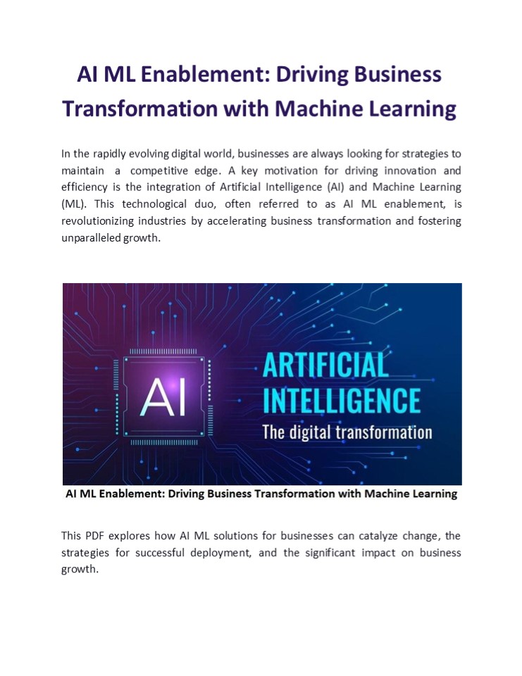 AI ML Enablement: Driving Business Transformation with Machine Learning