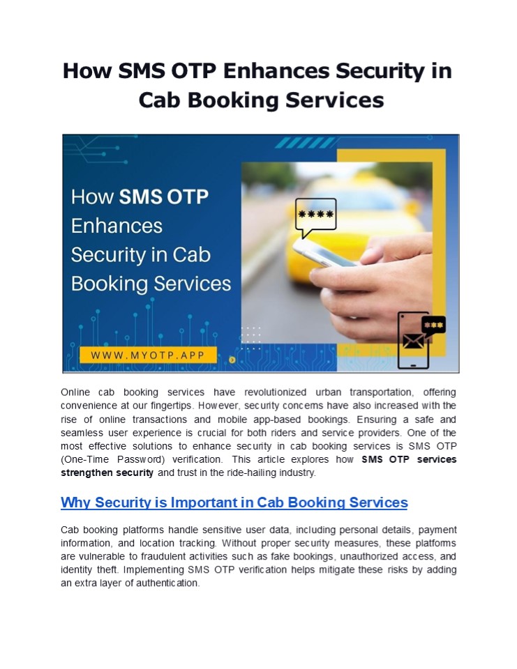 How SMS OTP Enhances Security in Cab Booking Services