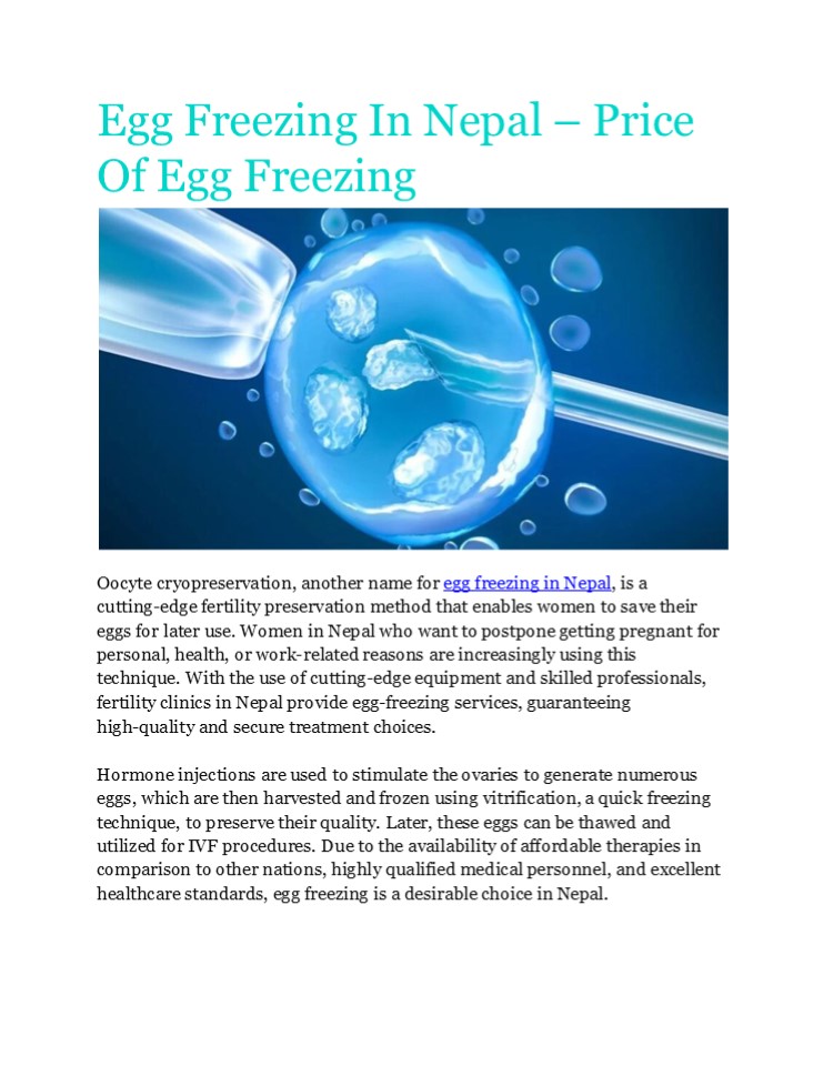 Egg Freezing in Nepal – Affordable & Safe Procedure
