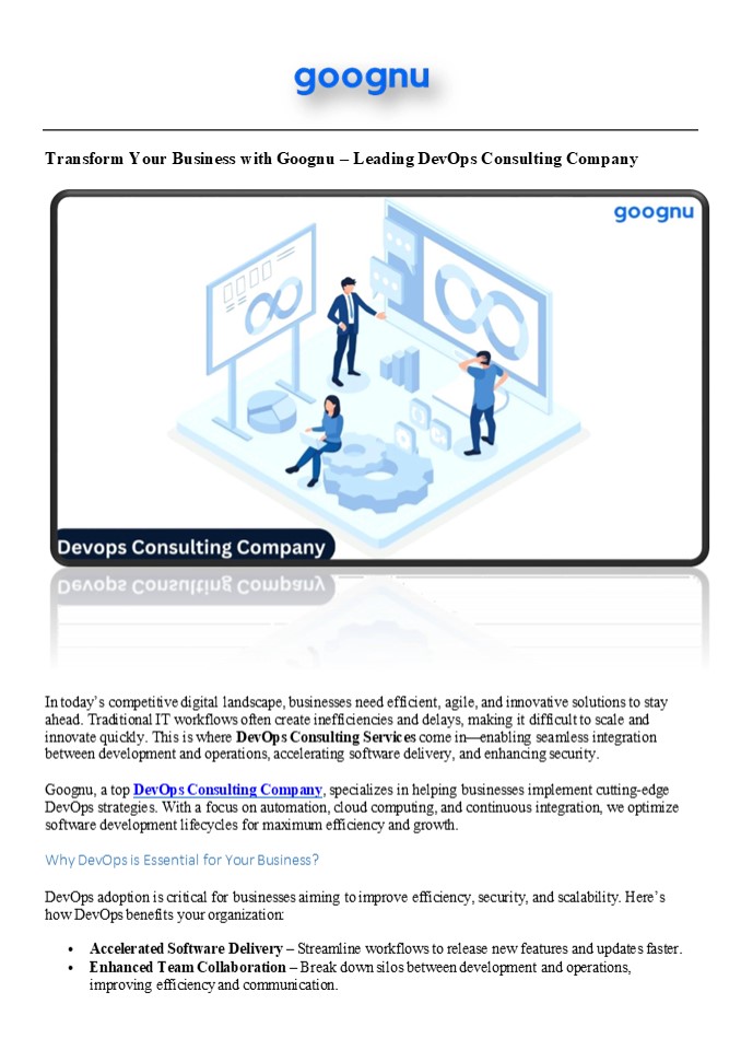 Transform Your Business with Goognu – Expert DevOps Consulting Company