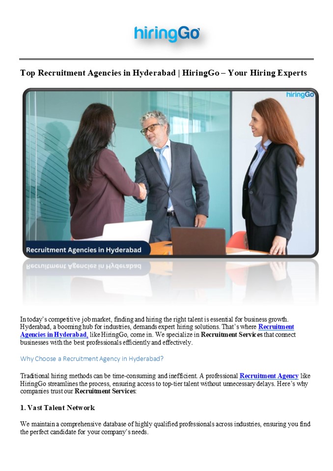 Hire Smarter with HiringGo – Top Recruitment Agency in Hyderabad