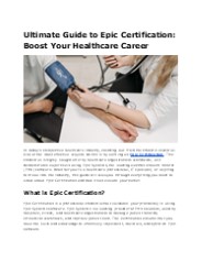 Achieve Excellence with Epic Certification