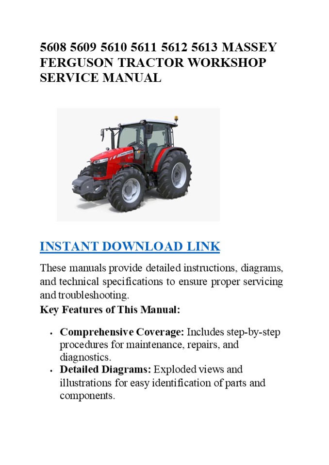 5608 5609 5610 5611 5612 5613 MASSEY FERGUSON TRACTOR WORKSHOP SERVICE MANUAL