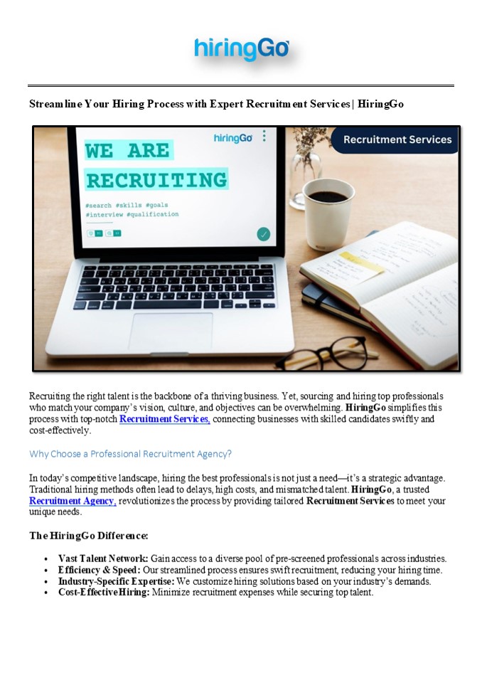 Streamline Your Hiring Process with HiringGo Recruitment Services!