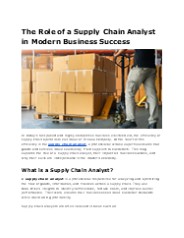 The Role of a Supply Chain Analyst in Modern Business