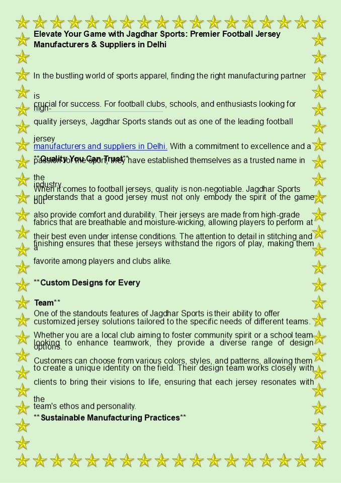 Football Jersey Manufacturers & Suppliers in Delhi