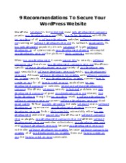 9 Recommendations To Secure Your WordPress Website