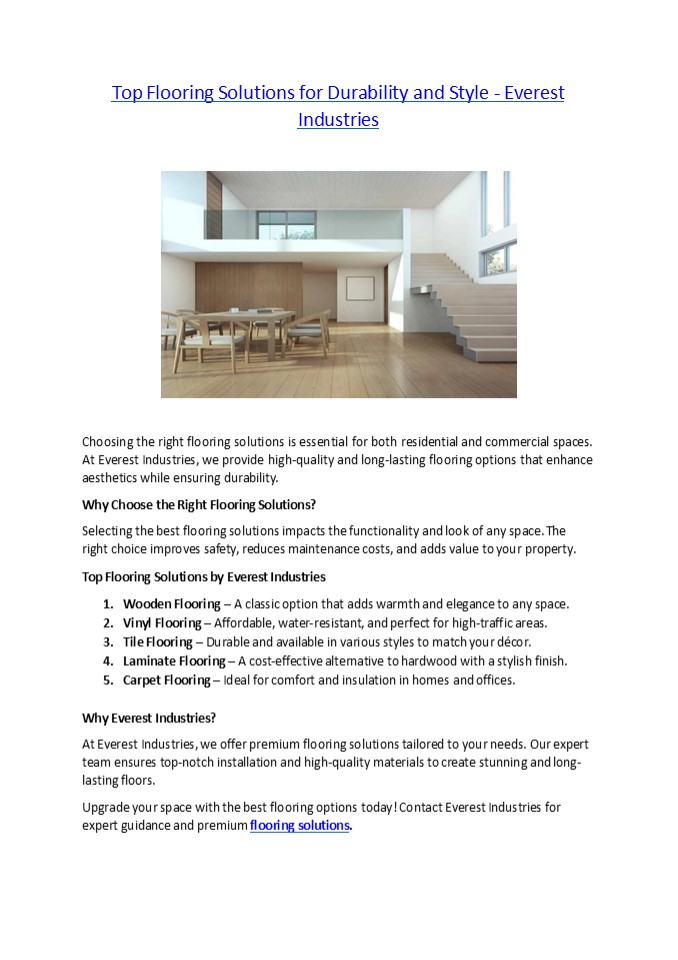 Top Flooring Solutions for Durability and Style - Everest Industries