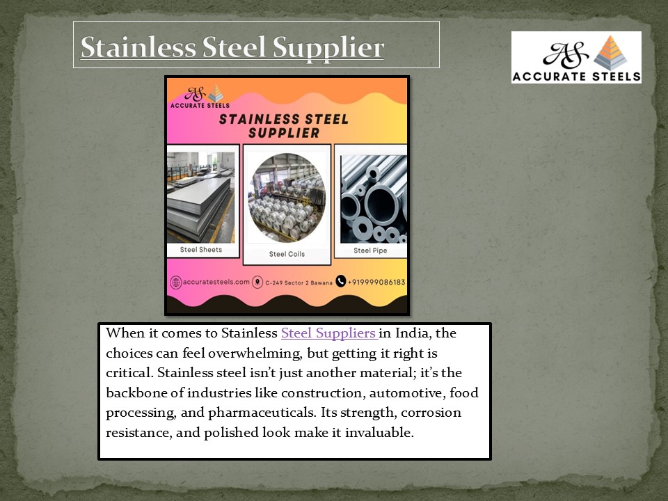Stainless Steel Suppliers I In India