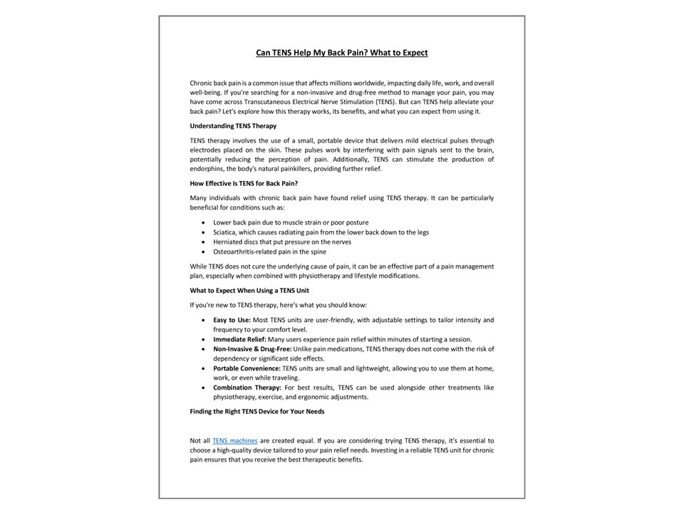 Can TENS Help My Back Pain? What to Expect