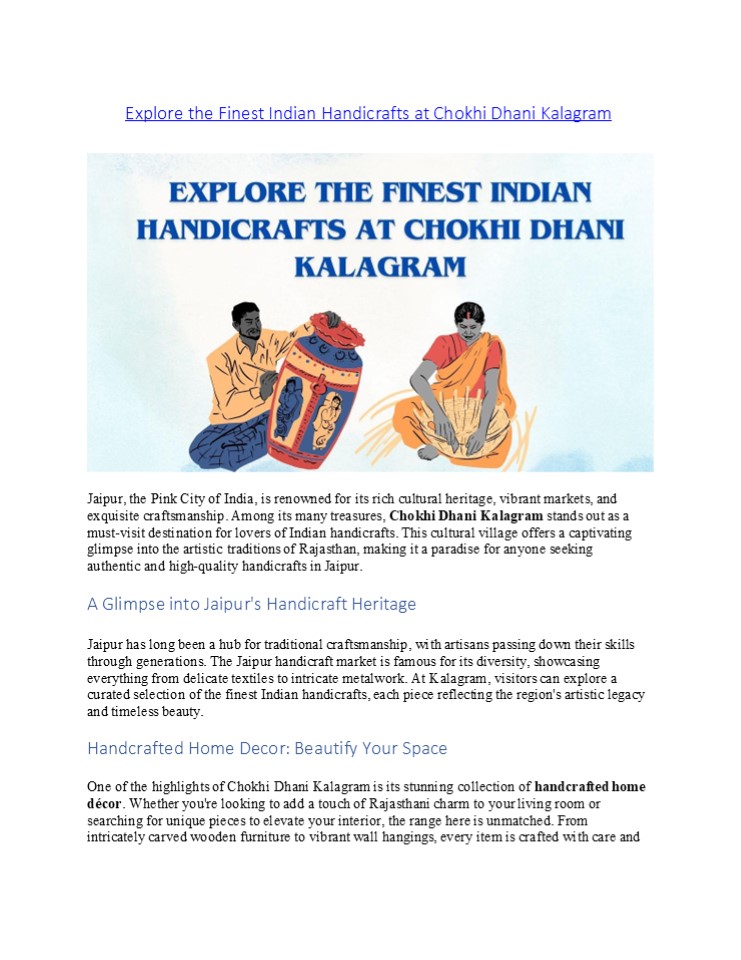 Explore the Finest Indian Handicrafts at Chokhi Dhani Kalagram