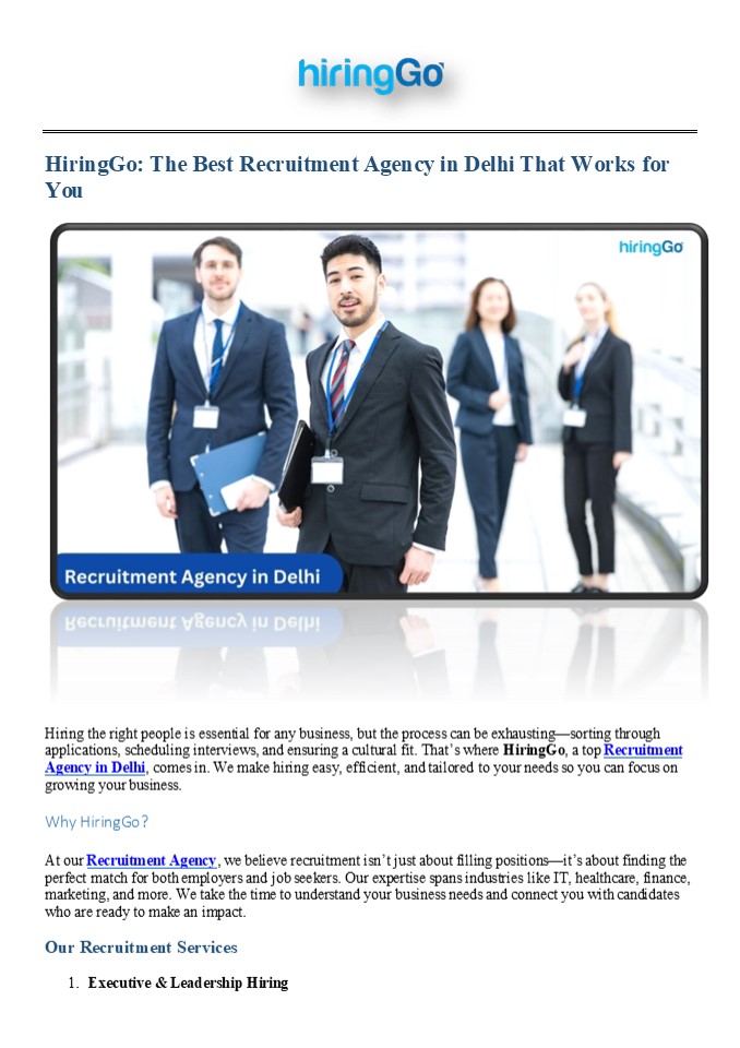 Hire Top Talent with HiringGo –Best Recruitment Agency in Delhi!