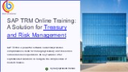 SAP TRM Online Training | SAP Treasury and Risk Management