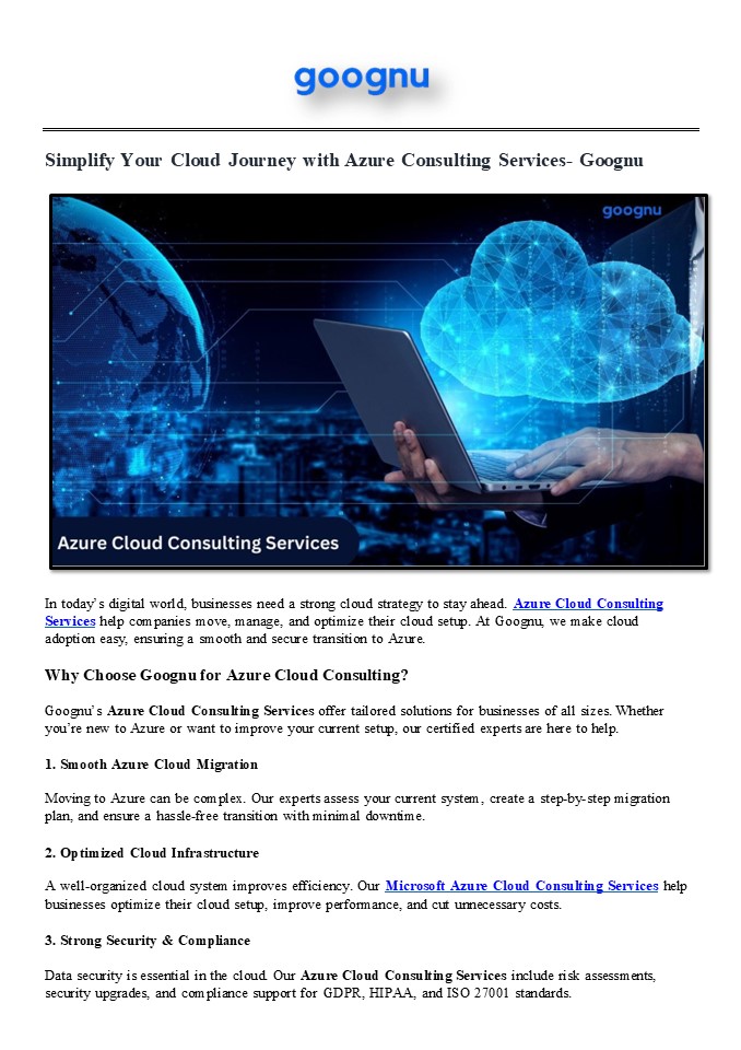 Smarter Azure Cloud Consulting Services with Goognu