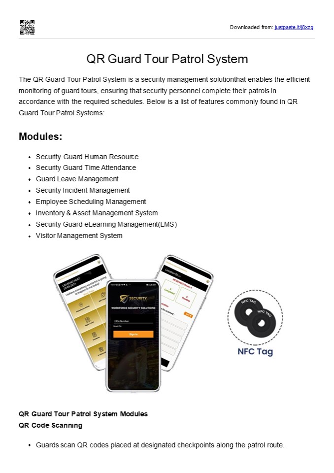 QR Guard Tour Patrol System