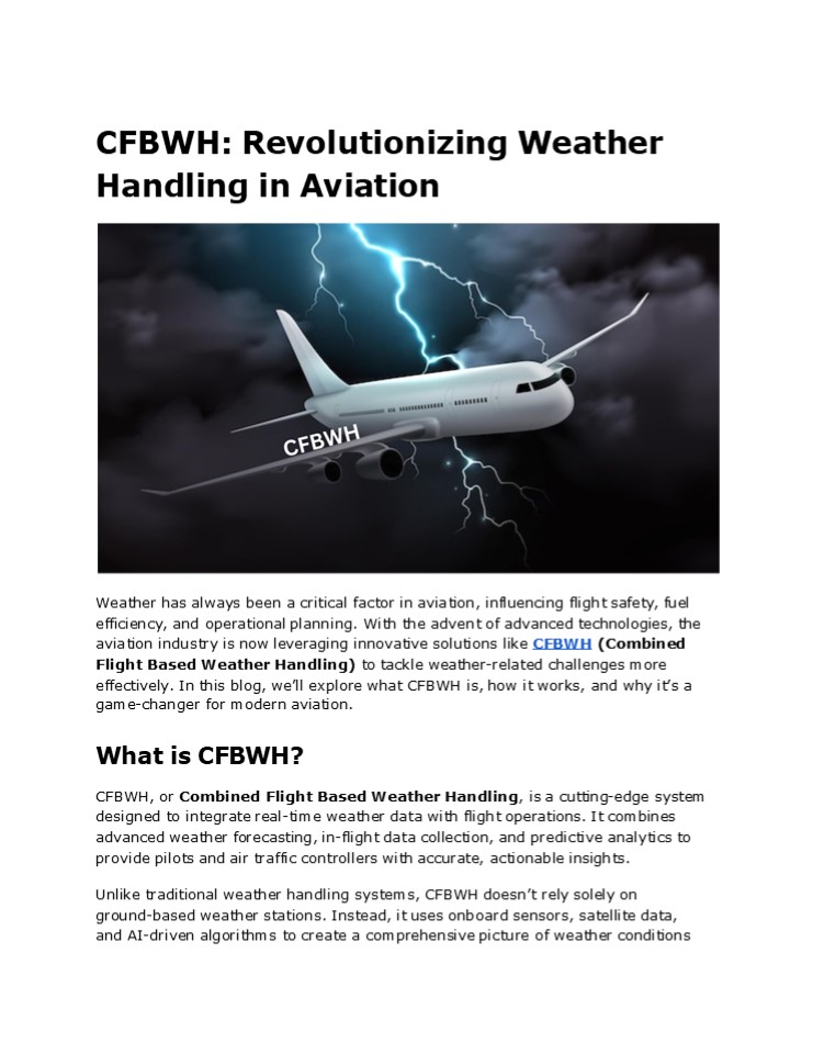 Enhancing Aviation Safety with CFBWH Systems