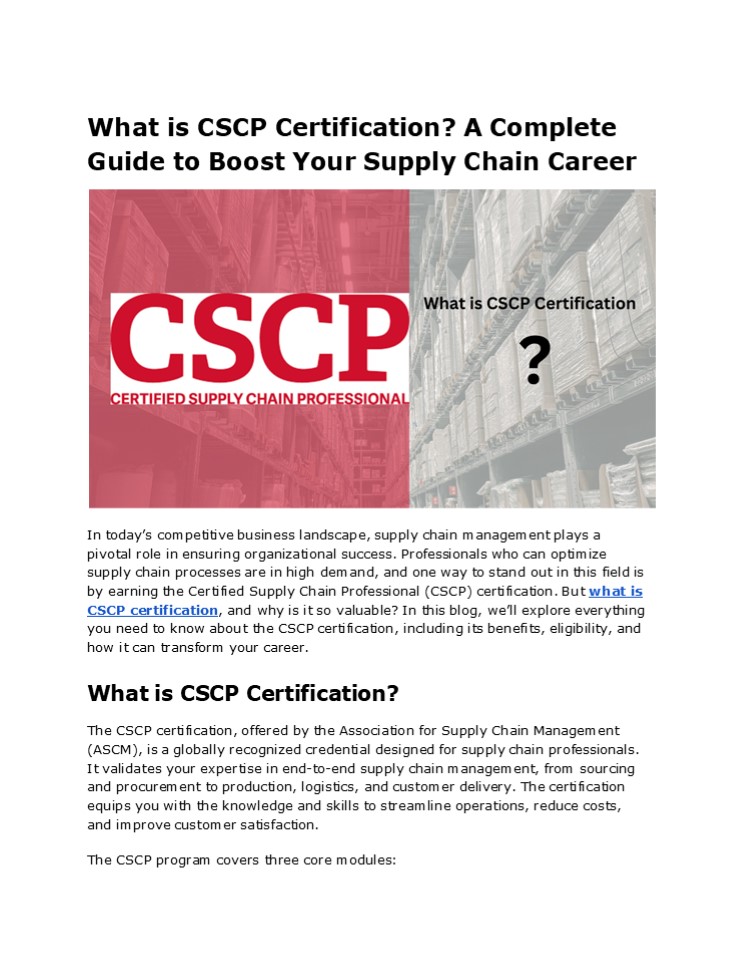 What is CSCP Certification? A Complete Guide