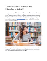 Transform Your Career with an Internship in Dubai !!