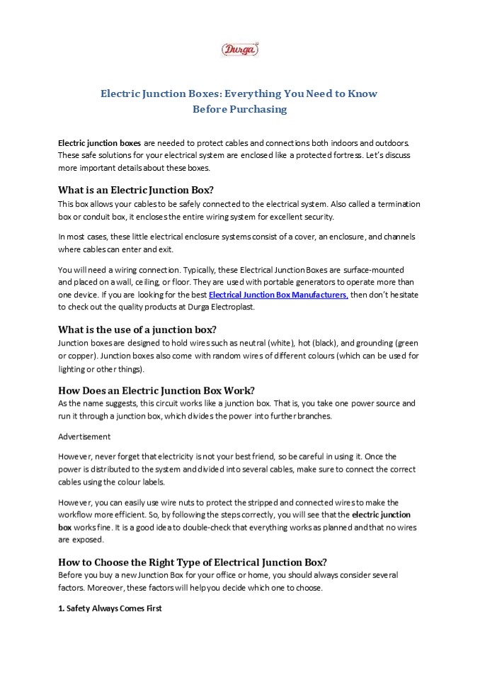 Electric Junction Boxes: Everything You Need to Know Before Purchasing