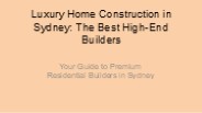 Luxury Home Construction in Sydney The Best High-End Builders