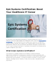 Unlock Career Growth with Epic Systems Certification