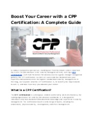 Unlock Career Growth with CPP Certification