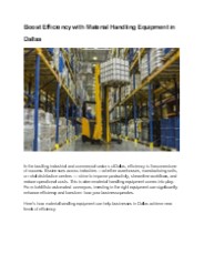 Boost Efficiency with Material Handling Equipment in Dallas