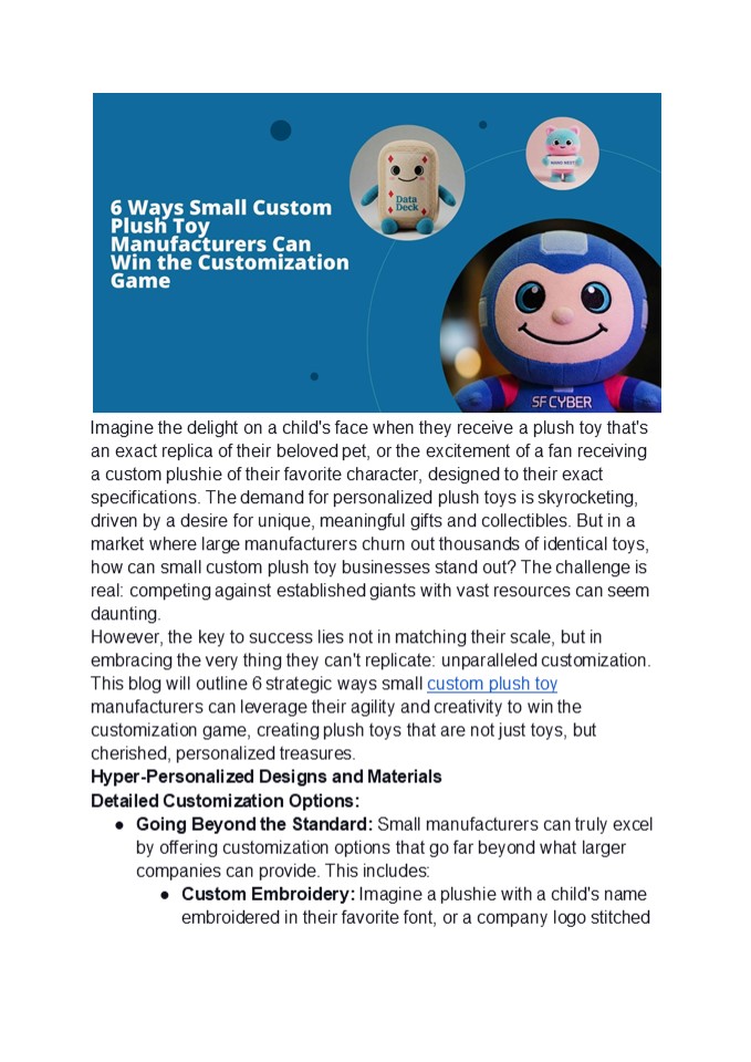 6 Ways Small Custom Plush Toy Manufacturers Can Win the Customization Game