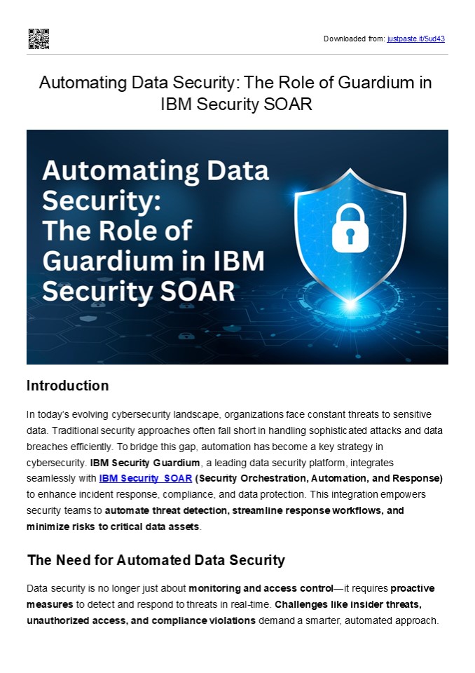 Automating Data Security: The Role of Guardium in IBM Security SOAR