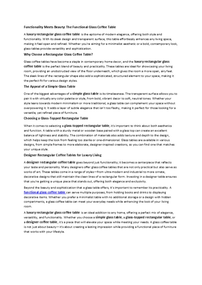 Functionality Meets Beauty: The Functional Glass Coffee Table