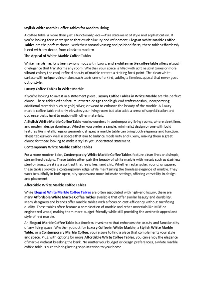 Stylish White Marble Coffee Tables for Modern Living (1)