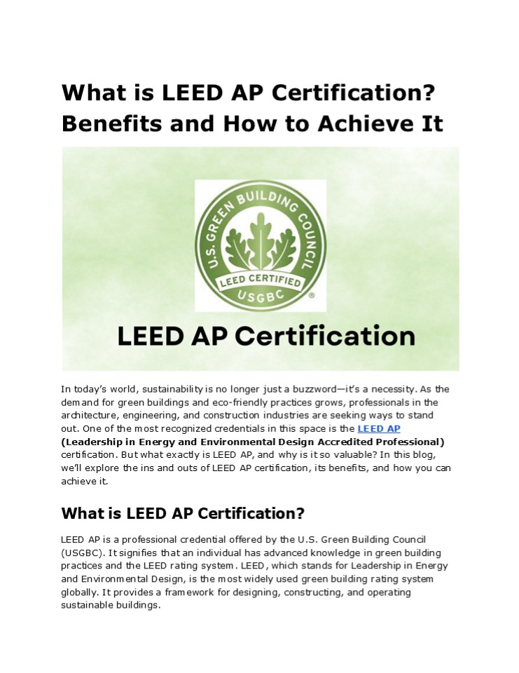 Achieving Sustainability Excellence with a LEED AP