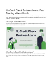 No Credit Check Business Loans: Fast Funding without Hassle