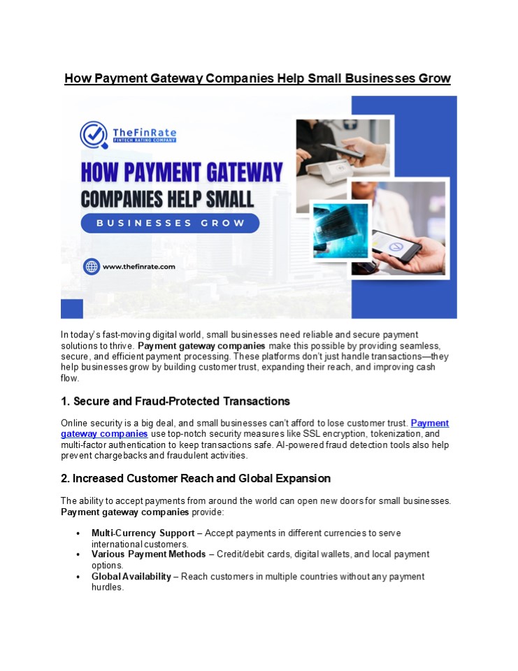 How Payment Gateway Companies Help Small Businesses Grow