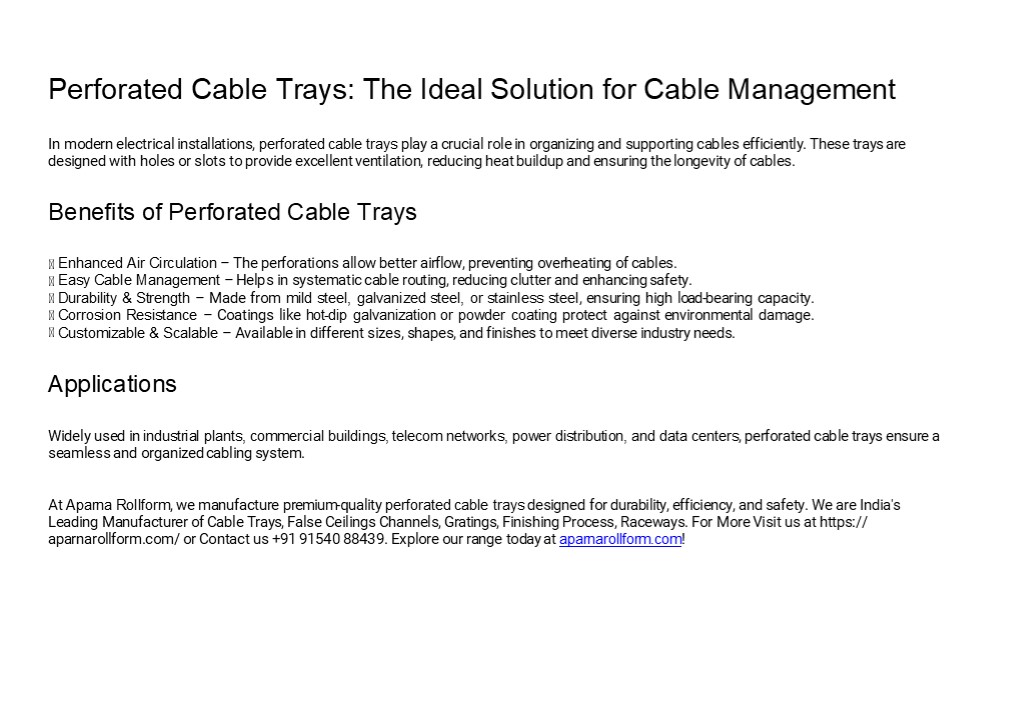 perforated cable trays