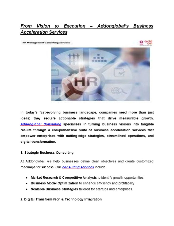 From Vision to Execution – Addonglobal’s Business Acceleration Services