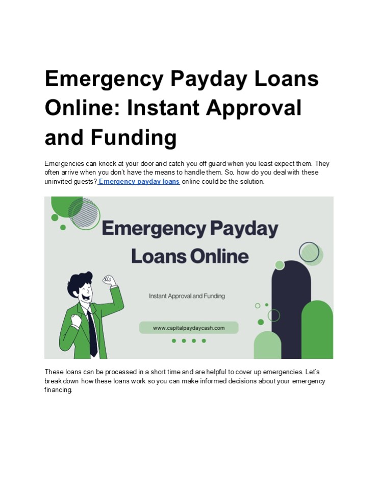 Emergency Payday Loans Online: Instant Approval and Funding