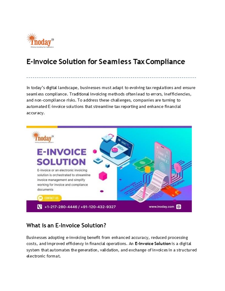 E-Invoice Solution for Seamless Tax Compliance