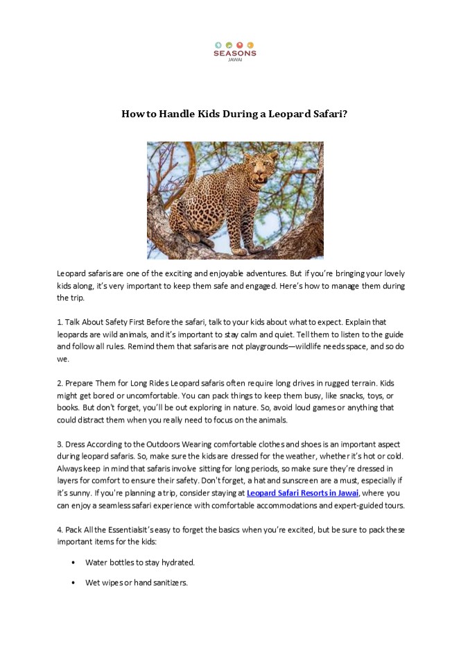 How to Handle Kids During a Leopard Safari?