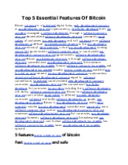 Top 5 Essential Features Of Bitcoin