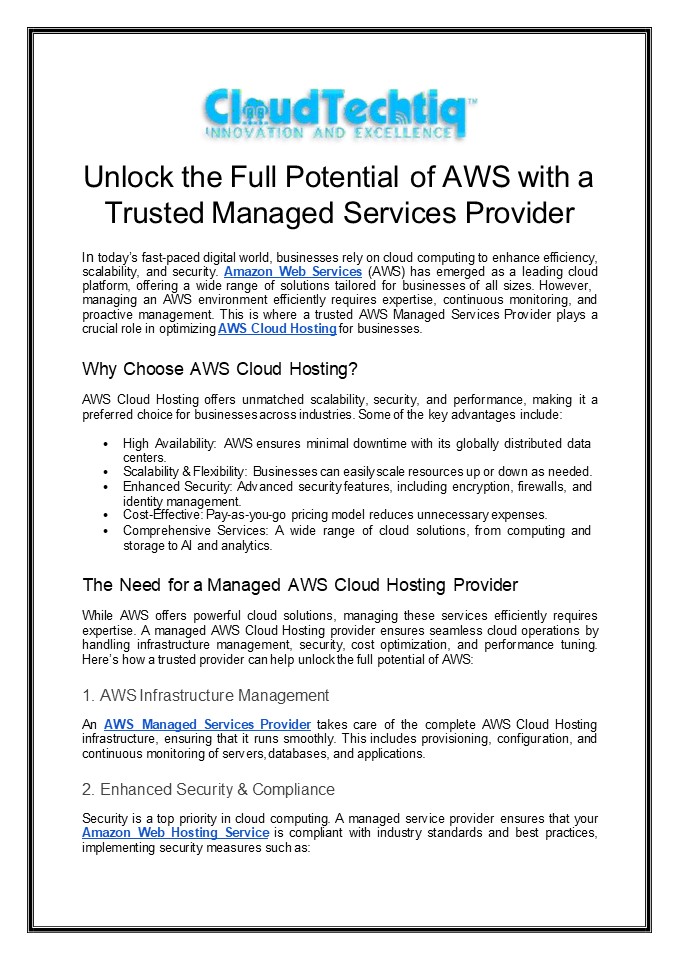 AWS Cloud Hosting In India