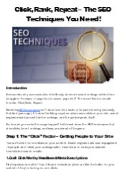 Click, Rank, Repeat – The SEO Techniques You Need!