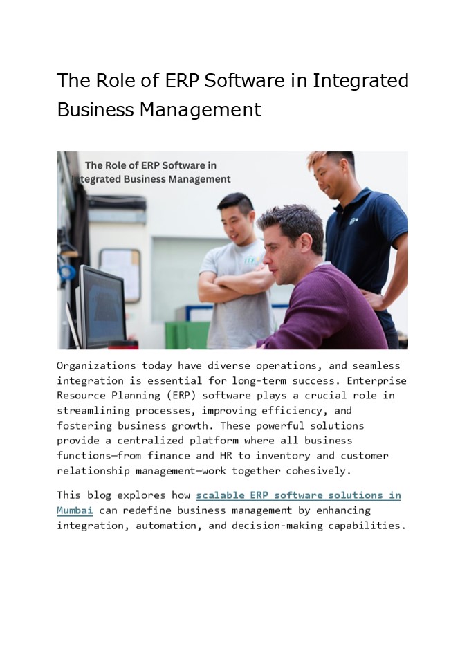 The Role of ERP Software in Integrated Business Management