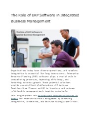The Role of ERP Software in Integrated Business Management