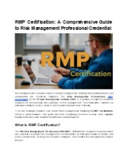 RMP Certification: A Key to Risk Management Success