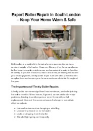Expert Boiler Repair in South London