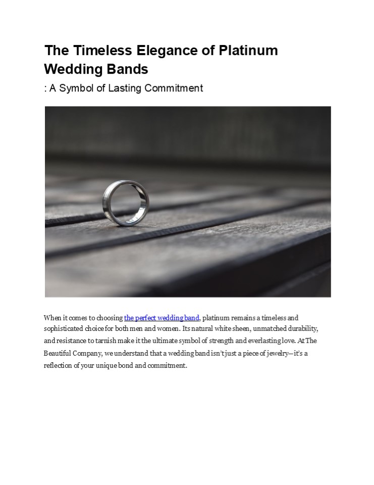 Timeless Platinum Wedding Bands: A Symbol of Everlasting Commitment
